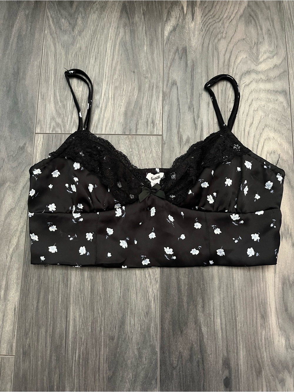 Garage Nova Black Satin Lace Trim Camisole | Women